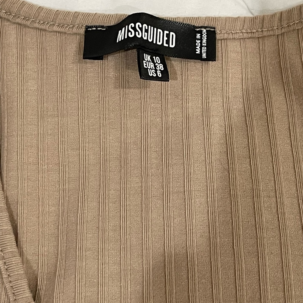MISSGUIDED Tan Ribbed Jumpsuit - Picture 4 of 5